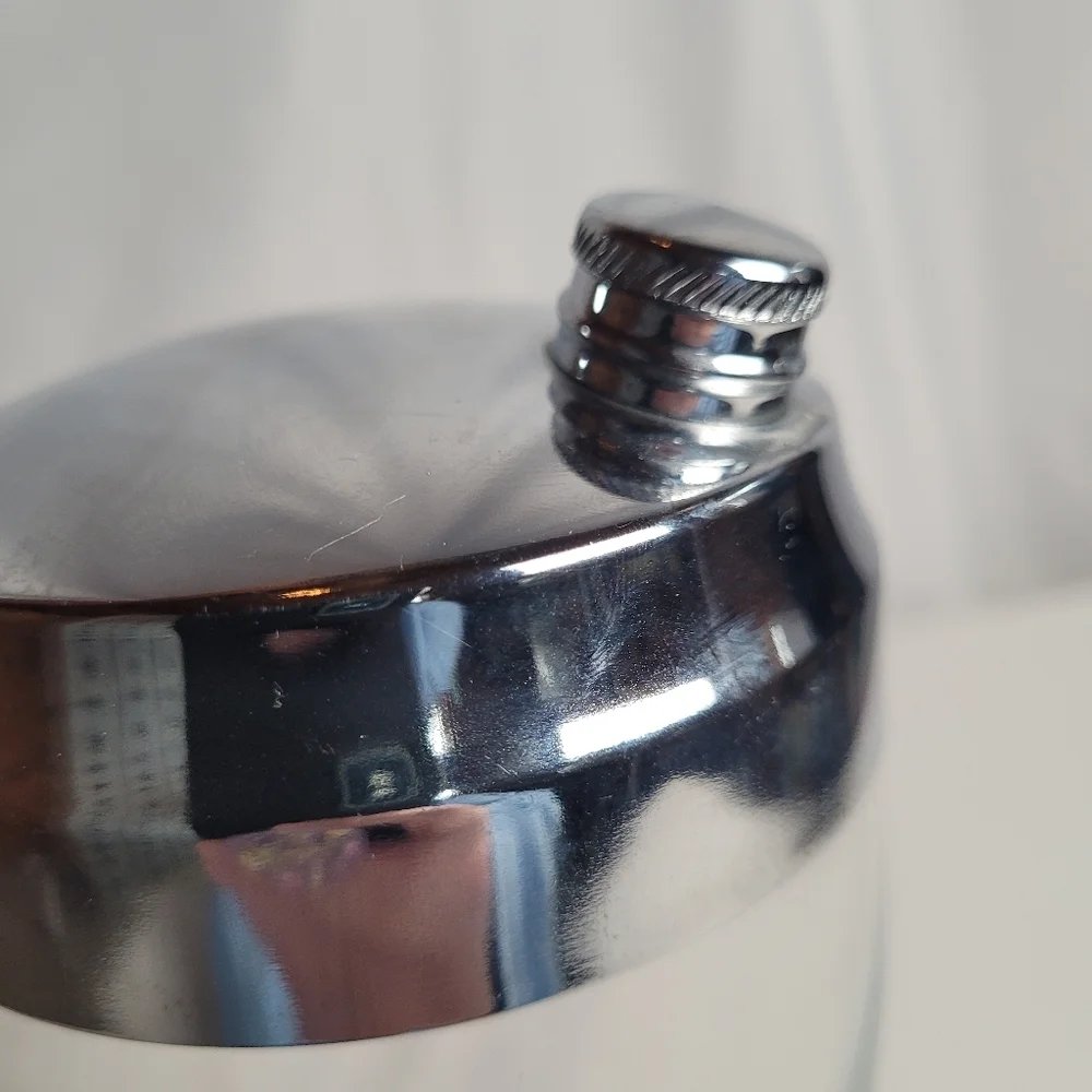 Retro MCM Mid Century Heavy Glass/ Stainless Cocktail Shaker Bar Drink Mixer